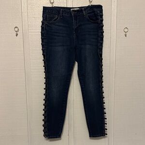 Encore Jeans in Deep Blue Denim Open Side Details Womens 15